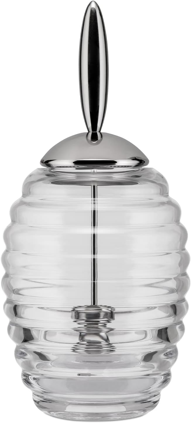 Alessi Honey Pot TW01 Design honey dispenser with honey spoon, glass and stainless steel