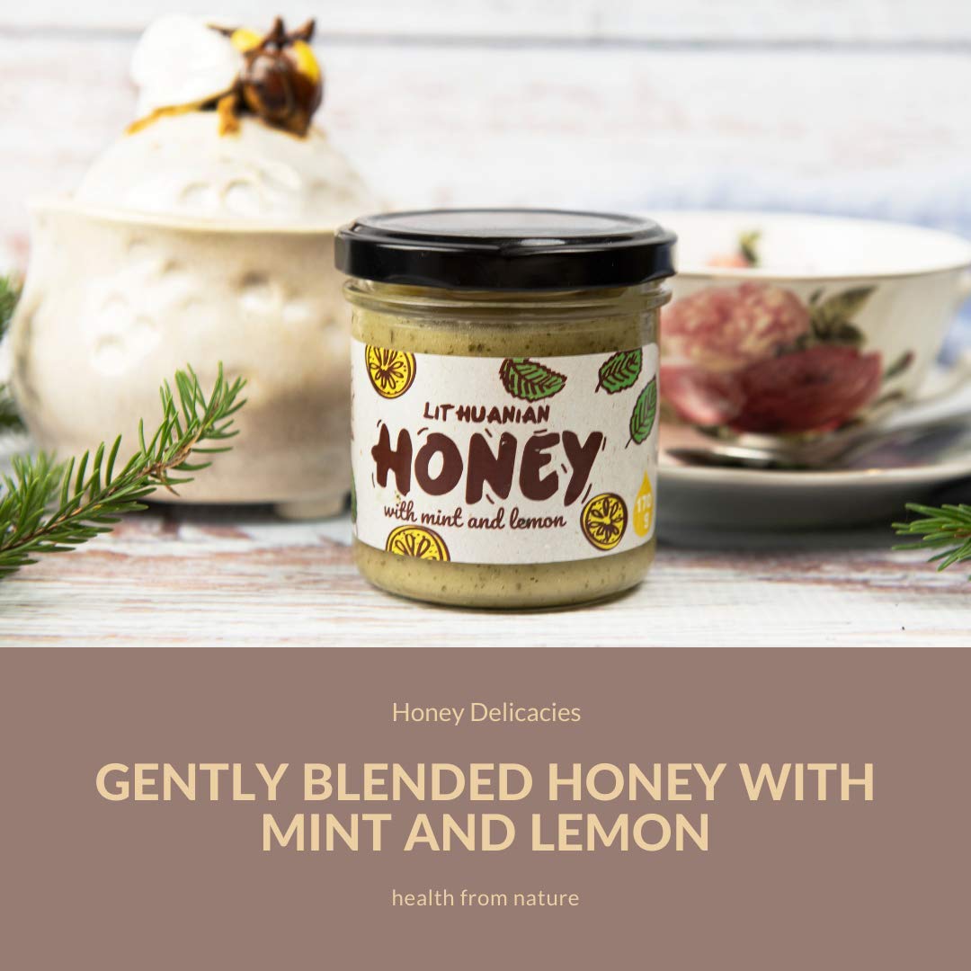 Pure Raw Honey with Lemon and Mint Organic Wildflower 100% Natural, 170 g Unfiltered Unheated from Non-Vacuum-fed Bees with High Concentration of Protein Minerals – Bild 5