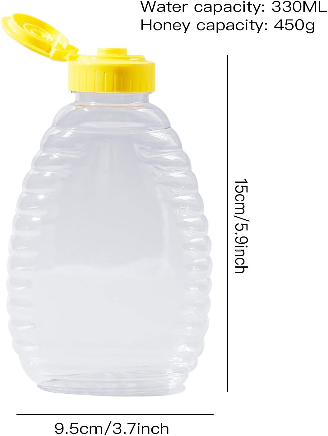 Lainrrew 6 Pack 12oz Honey Jars, Plastic Honey Bottles, Clear Empty Honey Dispenser, Squeeze Honey Bottle with Leakproof Flip Lid for Storage and Dispensing (12oz) – Bild 6