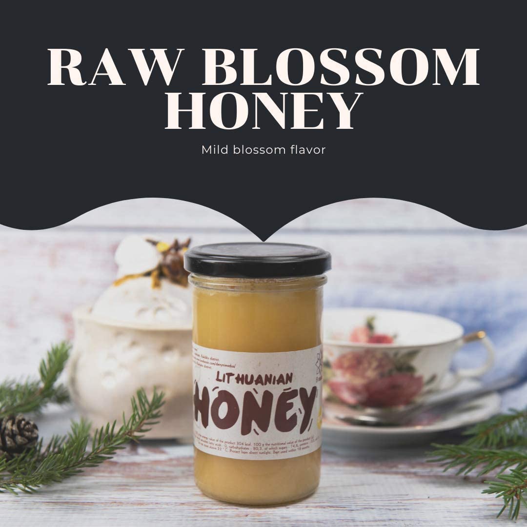Pure, raw honey, organic wildflower, 100% natural, 350 g unfiltered unheated from non-absorbent fed bees with high concentration of protein minerals and natural acids