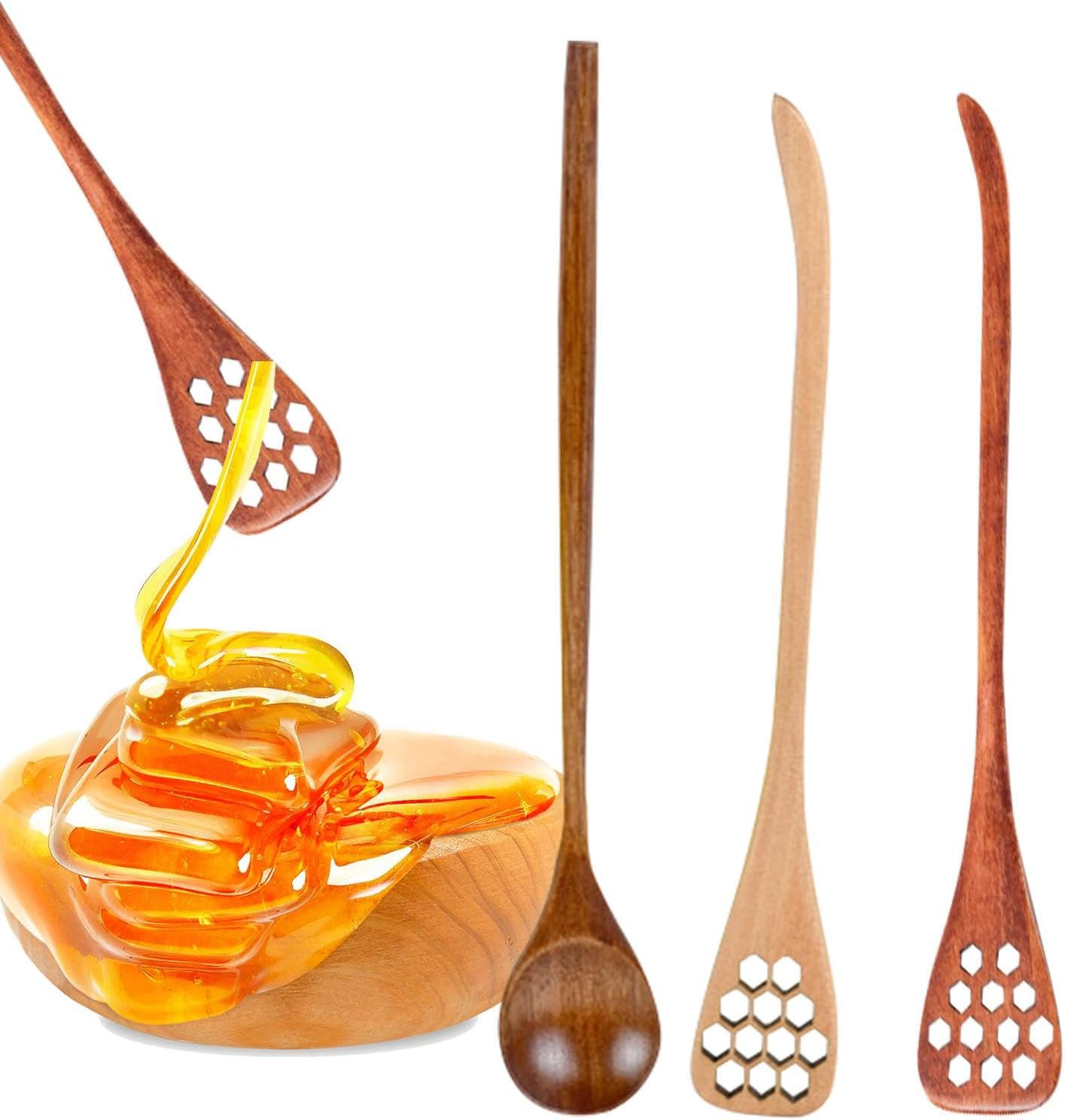 Wooden Honey Spoon | Honey Jar Honey Spoon Stirring Stick Stirring Rod - Multifunctional Honey Glass Mixing Spoon for Holidays, Lovers, Families – Bild 7