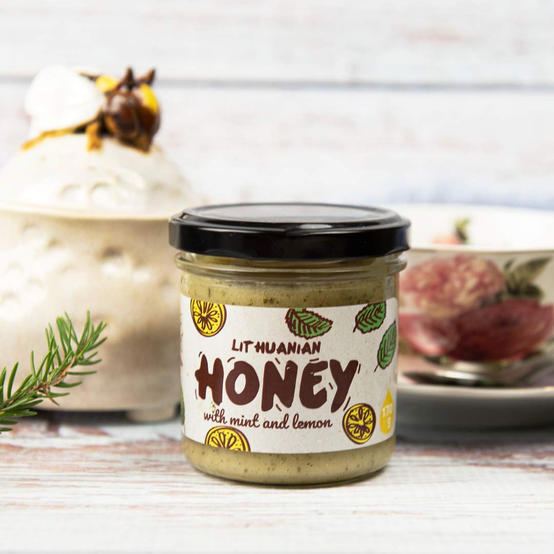 Pure Raw Honey with Lemon and Mint Organic Wildflower 100% Natural, 170 g Unfiltered Unheated from Non-Vacuum-fed Bees with High Concentration of Protein Minerals – Bild 3