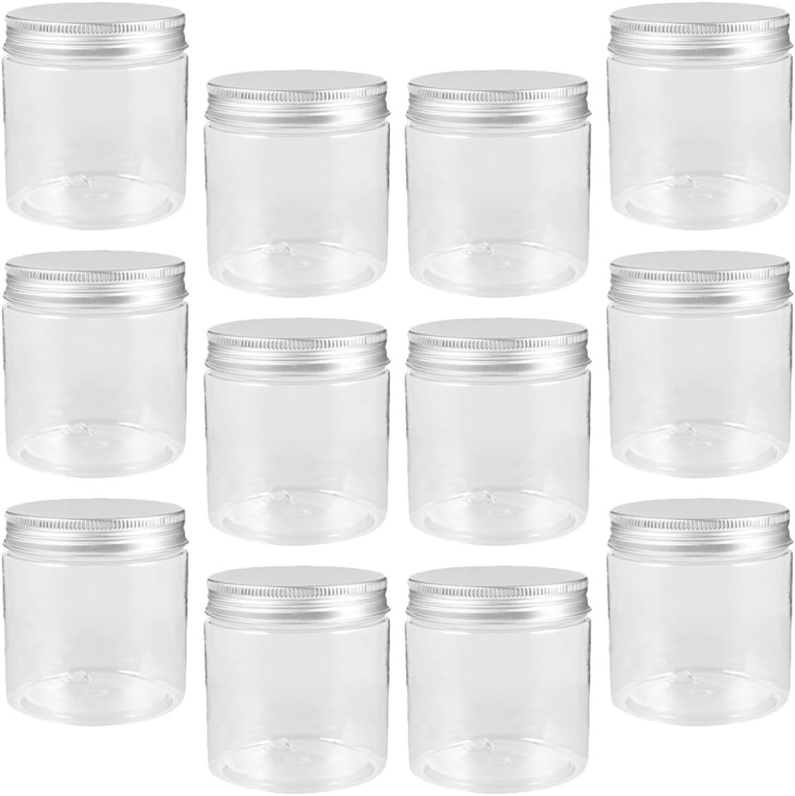 MAGICLULU 12 Stück pack Kleiner Einmachgläser aus Aluminium mit Transparentem Design 200ml Verschließbare Küchen Marmeladengläser für Sichere Aufbewahrung mit Silbernem Deckel