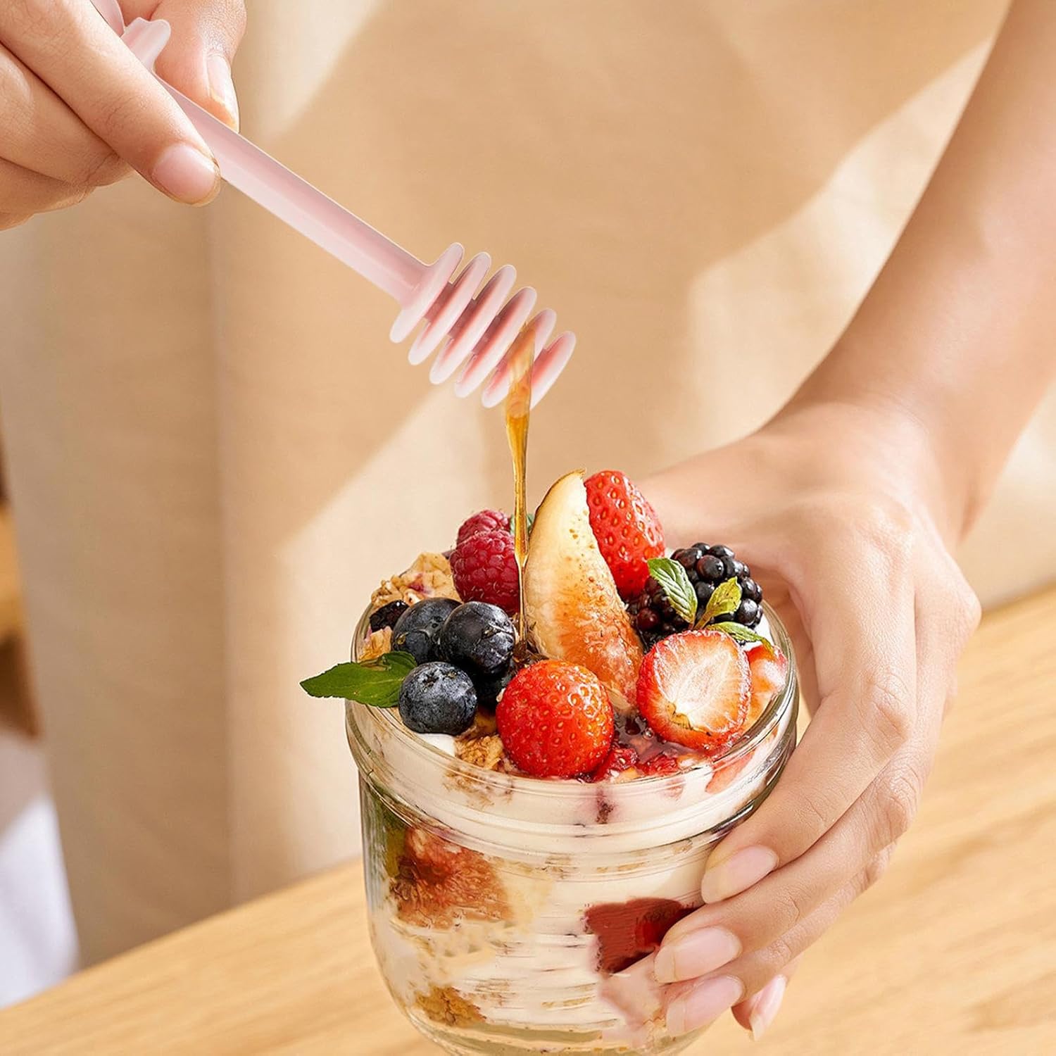 Tragbarer Honiglöffel, Kaffee-/Tee-Rührer, 16 x 2 cm, wiederverwendbarer Honiglöffel für Getränke, Edelstahl-Löffel mit komfortablem Griff, Küchenhelfer, für Herren, Damen, Kinder – Bild 3