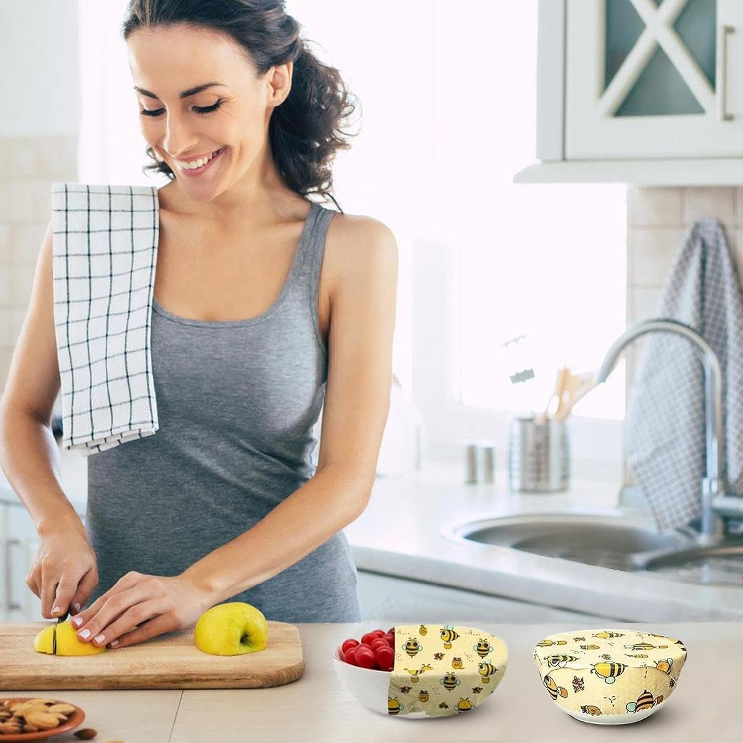 Lebensmittelverpackungen aus Bienenwachs, wiederverwendbare Lebensmittelverpackung aus Bienenwachs – nachhaltige wiederverwendbare Bienenwachs-Verpackung – 3 Stück Bienenwachs-Verpackung – Bild 2