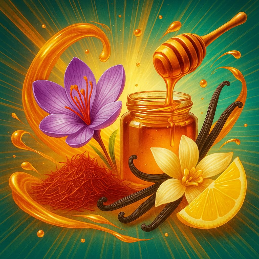 Saffron Honey Whisper - Saffron, Honey, Vanilla & Lemon Aroma Concentrate - Vegan - Sasami - 10 ml – Bild 3