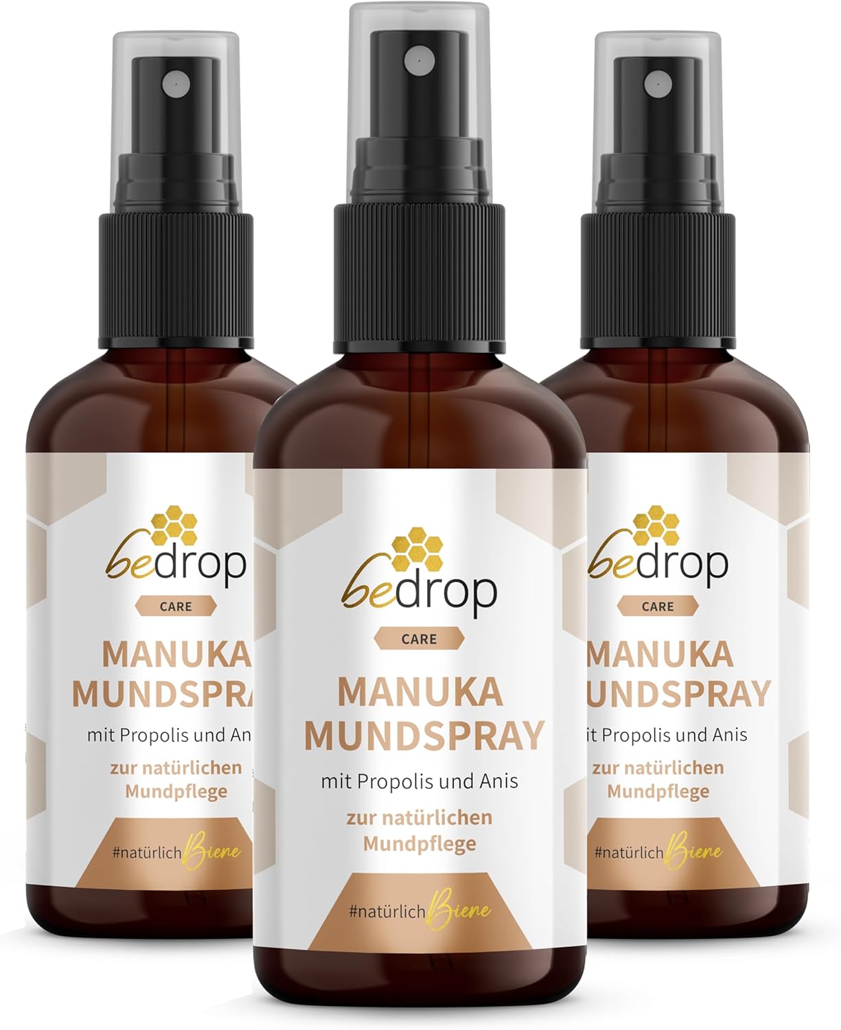 bedrop Propolis Neck Spray with Manuka Honey and Anise, Spray with Real Manuka Honey - Beekeeper Quality (3 x 30 ml Set)