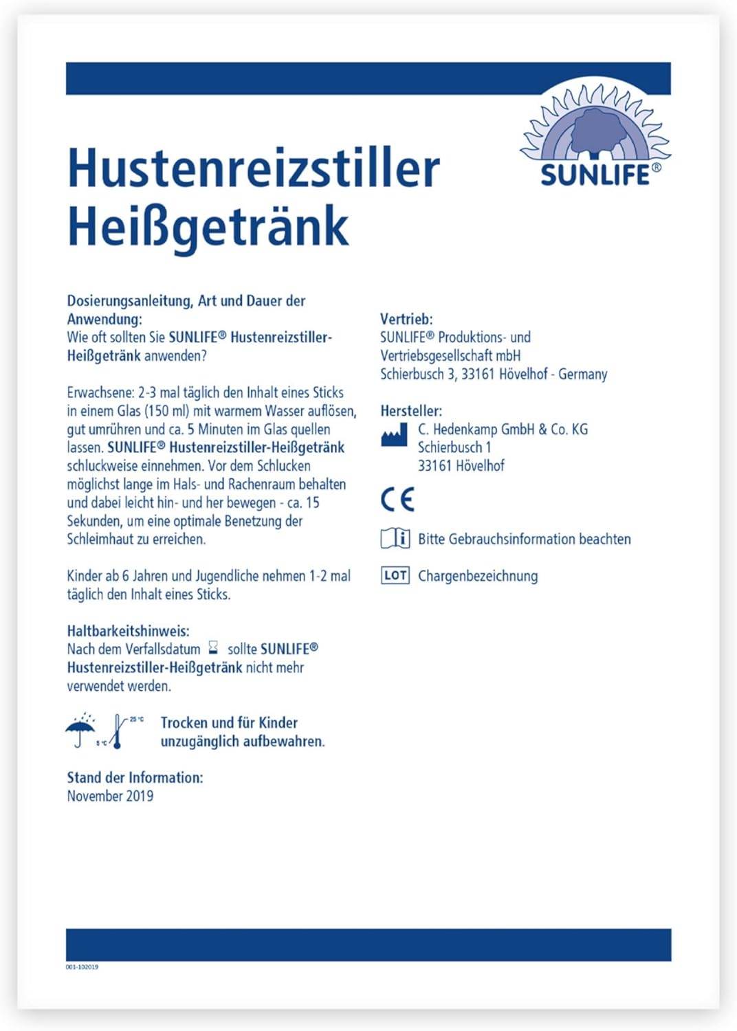 SUNLIFE Cough Stimulator Hot Drink - 1 x 14 Powder Sticks - Cough Remover with Active Ingredient Rubber Arabic - Honey Sage Flavour - Cough and Sore Throat Remedy – Bild 12