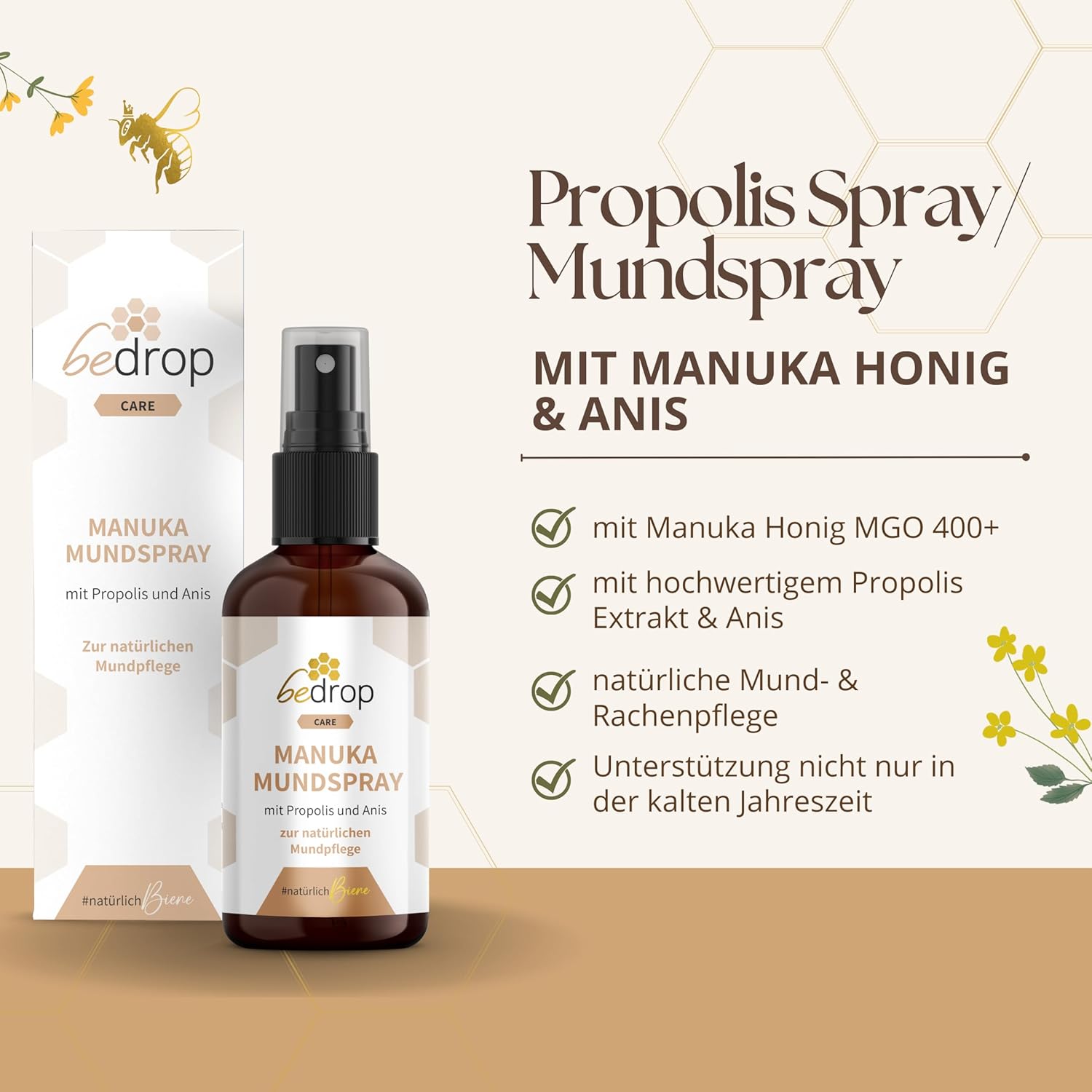 bedrop Propolis Neck Spray with Manuka Honey and Anise, Spray with Real Manuka Honey - Beekeeper Quality (3 x 30 ml Set) – Bild 2