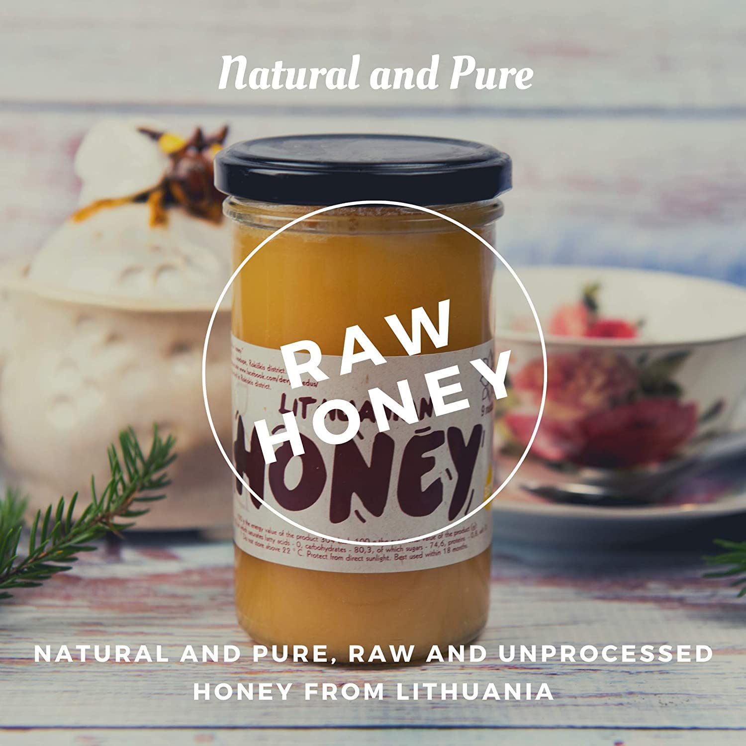 Pure, raw honey, organic wildflower, 100% natural, 350 g unfiltered unheated from non-absorbent fed bees with high concentration of protein minerals and natural acids – Bild 5
