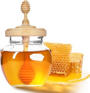 Beech Wood Honey Jars with Spoon, W...