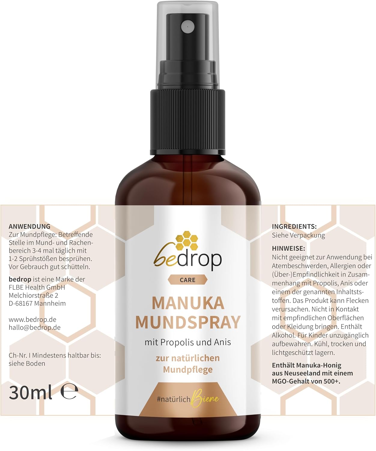 bedrop Propolis Neck Spray with Manuka Honey and Anise, Spray with Real Manuka Honey - Beekeeper Quality (3 x 30 ml Set) – Bild 8