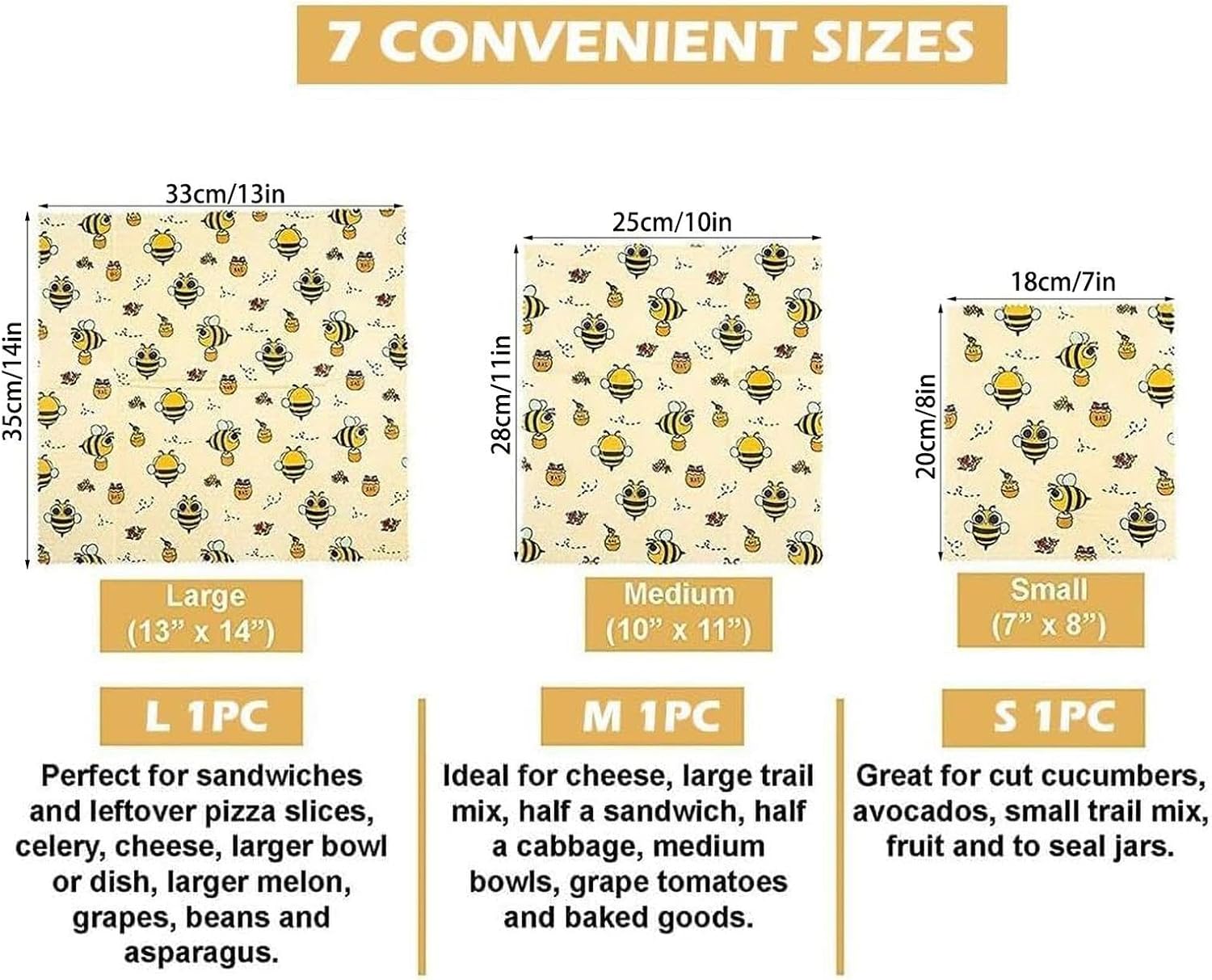 Lebensmittelverpackungen aus Bienenwachs, wiederverwendbare Lebensmittelverpackung aus Bienenwachs – nachhaltige wiederverwendbare Bienenwachs-Verpackung – 3 Stück Bienenwachs-Verpackung – Bild 5