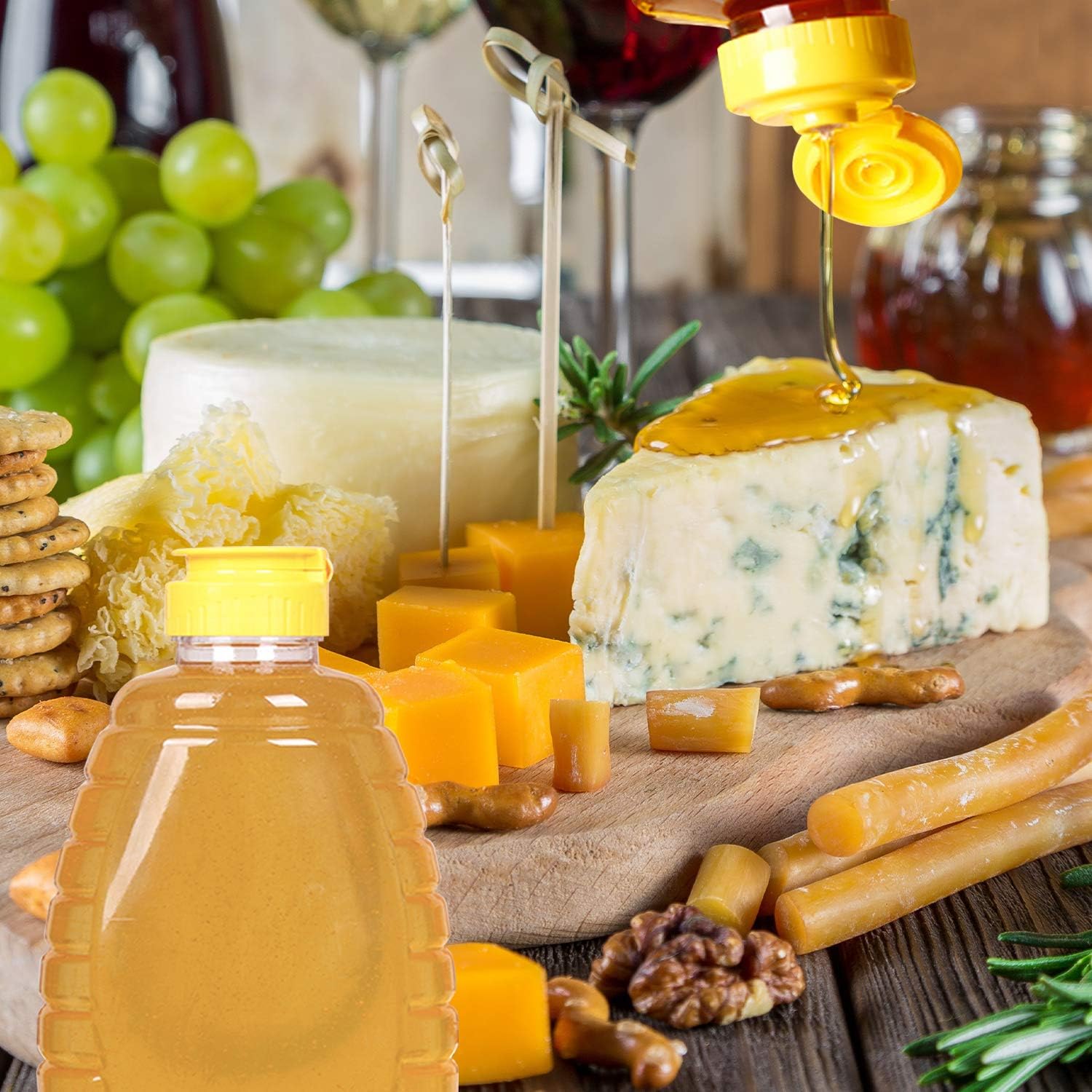 Lainrrew 6 Pack 12oz Honey Jars, Plastic Honey Bottles, Clear Empty Honey Dispenser, Squeeze Honey Bottle with Leakproof Flip Lid for Storage and Dispensing (12oz) – Bild 3