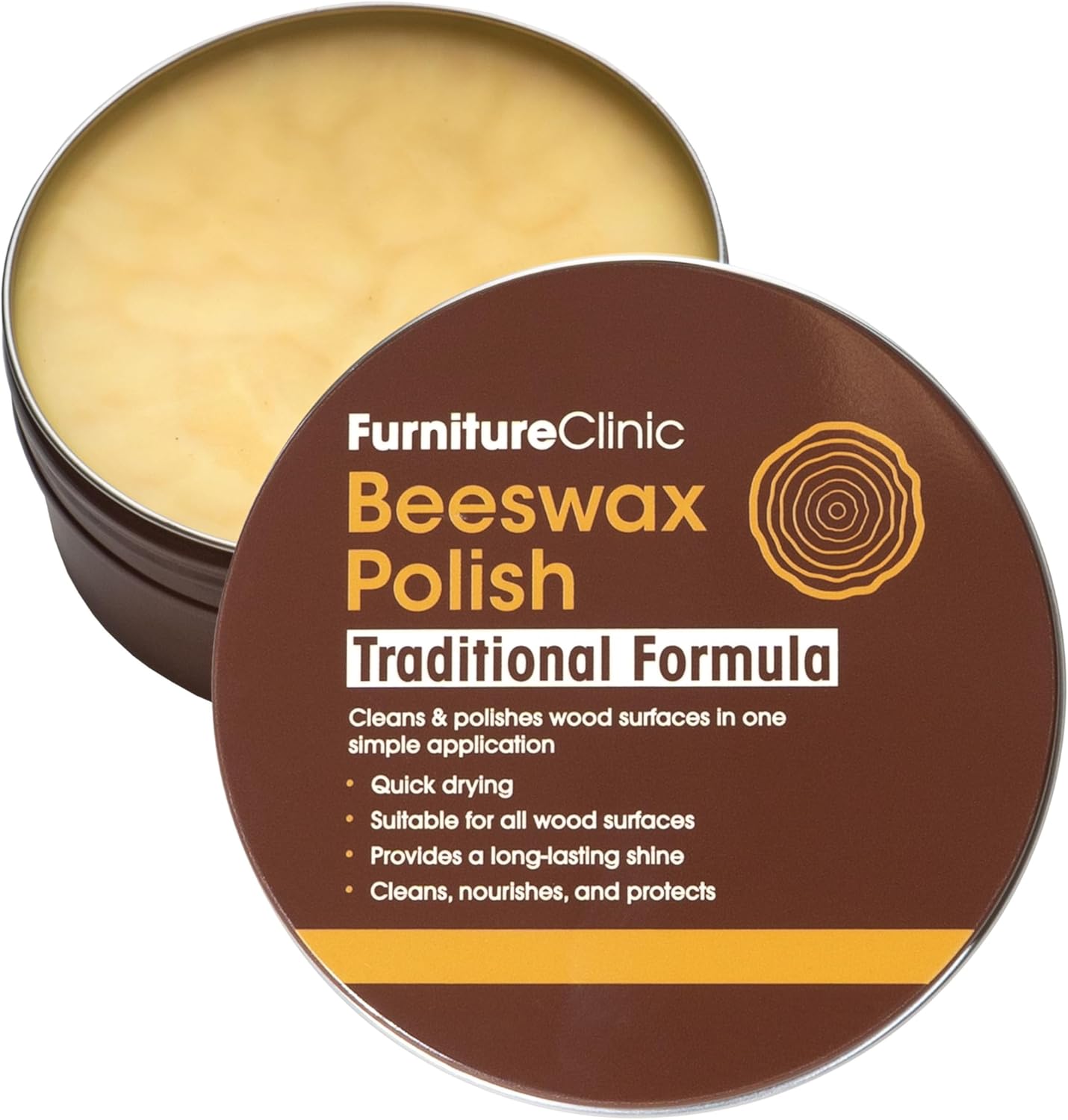 Furniture Clinic Beeswax Polish for Wood and Furniture - 200ml - Natural Beeswax for All Wood Types and Colours (Clear)