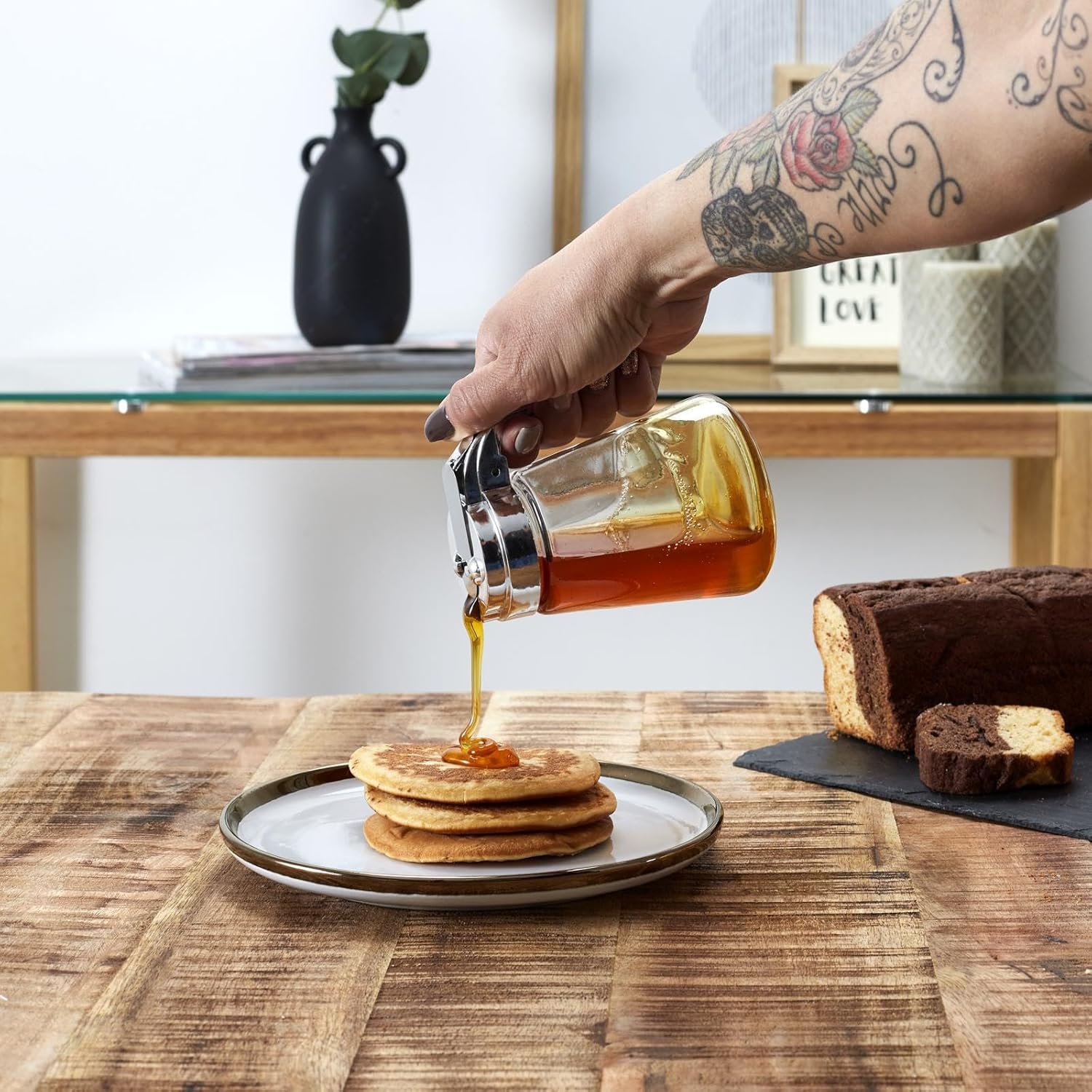 Saveur et Degustation KA1410 Transparent Glass Honey Pourer - 300 ml, 12 x 8.5 x 13 cm – Bild 5