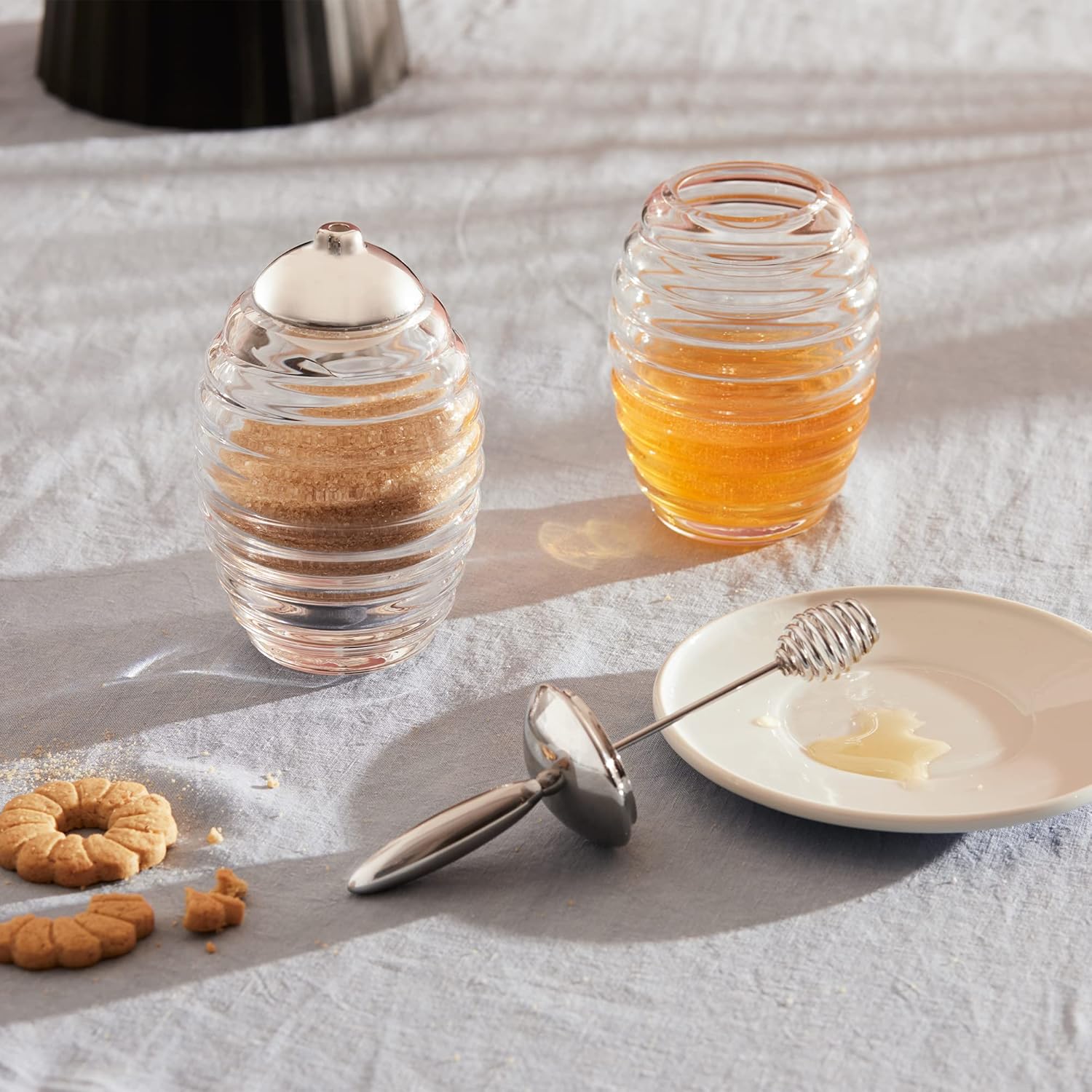 Alessi Honey Pot TW01 Design honey dispenser with honey spoon, glass and stainless steel – Bild 5