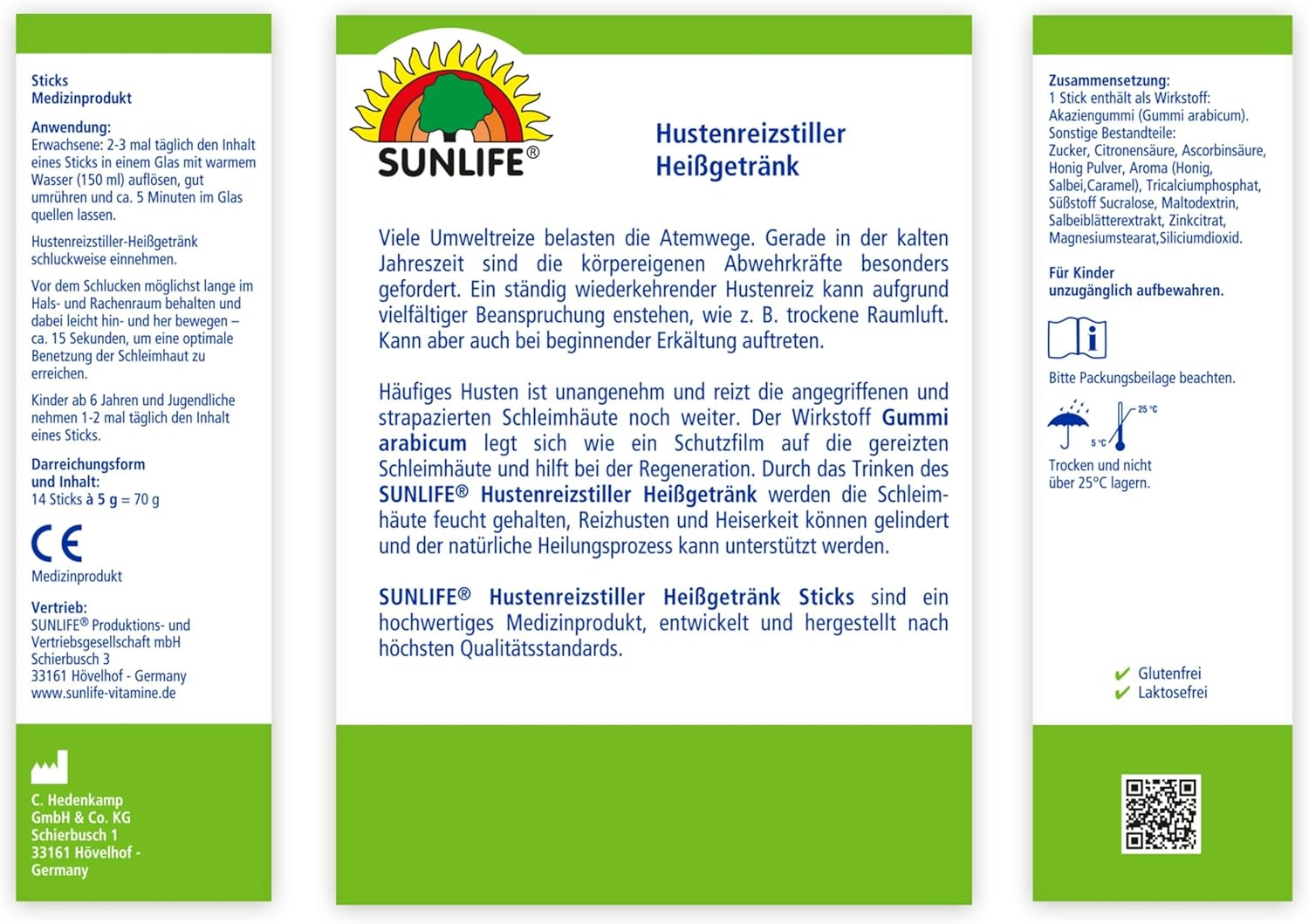 SUNLIFE Cough Stimulator Hot Drink - 1 x 14 Powder Sticks - Cough Remover with Active Ingredient Rubber Arabic - Honey Sage Flavour - Cough and Sore Throat Remedy – Bild 10