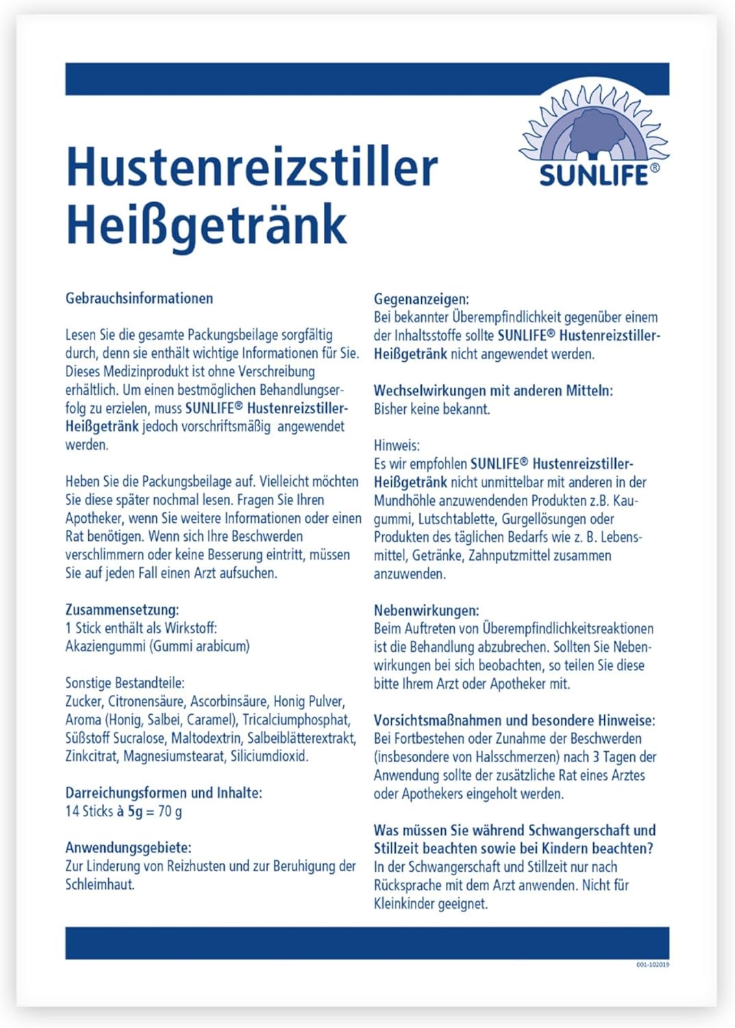 SUNLIFE Cough Stimulator Hot Drink - 1 x 14 Powder Sticks - Cough Remover with Active Ingredient Rubber Arabic - Honey Sage Flavour - Cough and Sore Throat Remedy – Bild 11