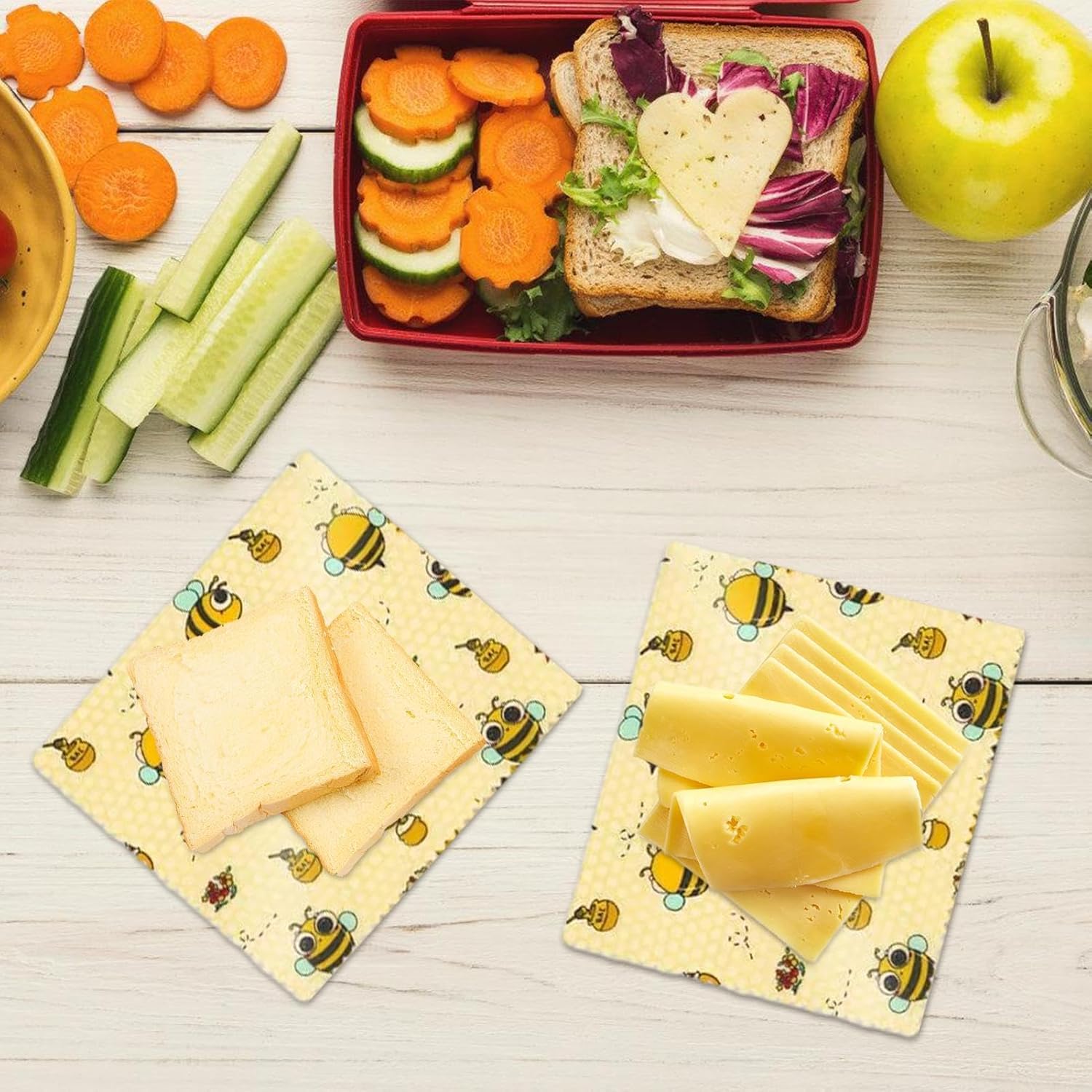 Lebensmittelverpackungen aus Bienenwachs, wiederverwendbare Lebensmittelverpackung aus Bienenwachs – nachhaltige wiederverwendbare Bienenwachs-Verpackung – 3 Stück Bienenwachs-Verpackung – Bild 7