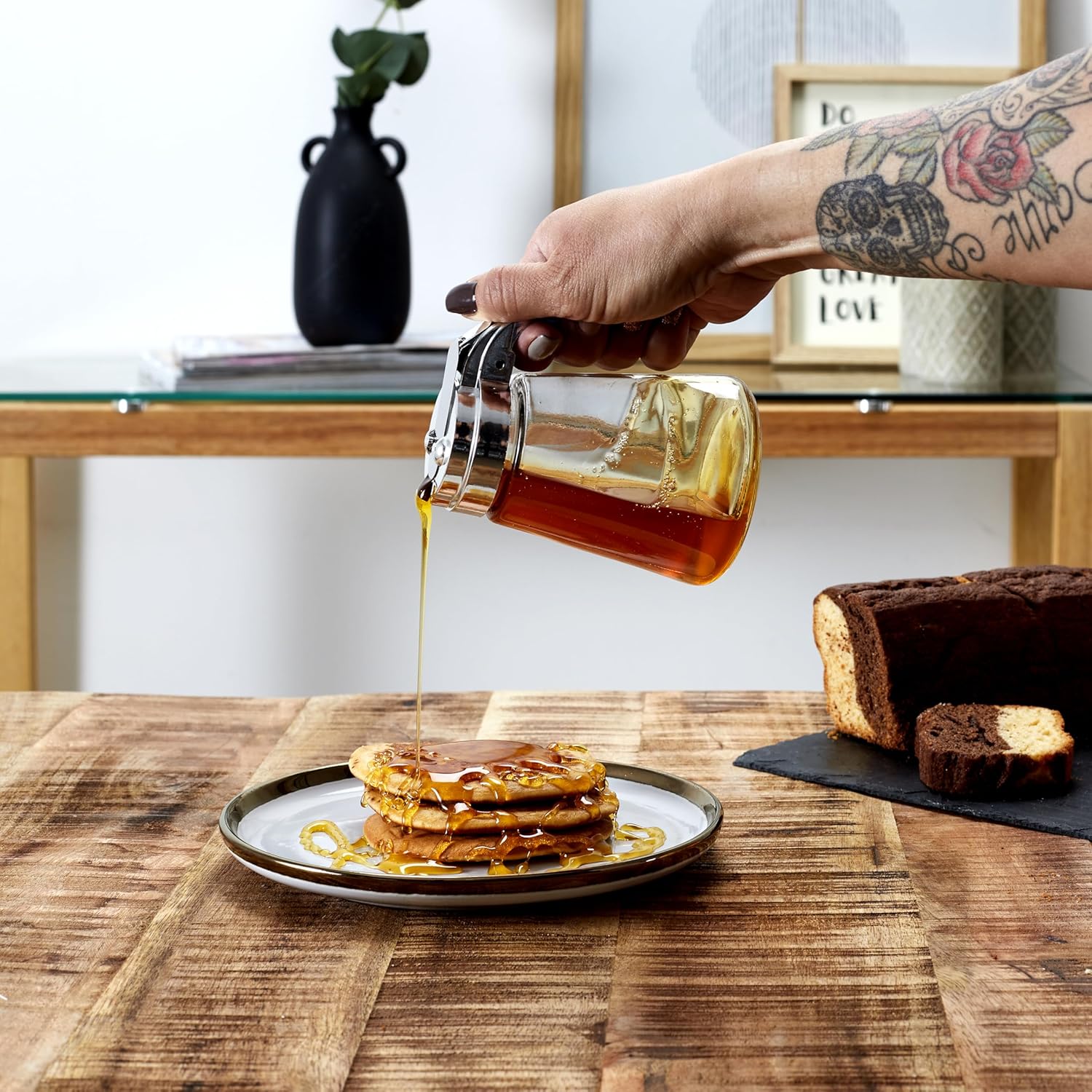 Saveur et Degustation KA1410 Transparent Glass Honey Pourer - 300 ml, 12 x 8.5 x 13 cm – Bild 7