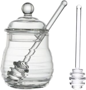 Angoily Lidded Honey Jar with Stirr...