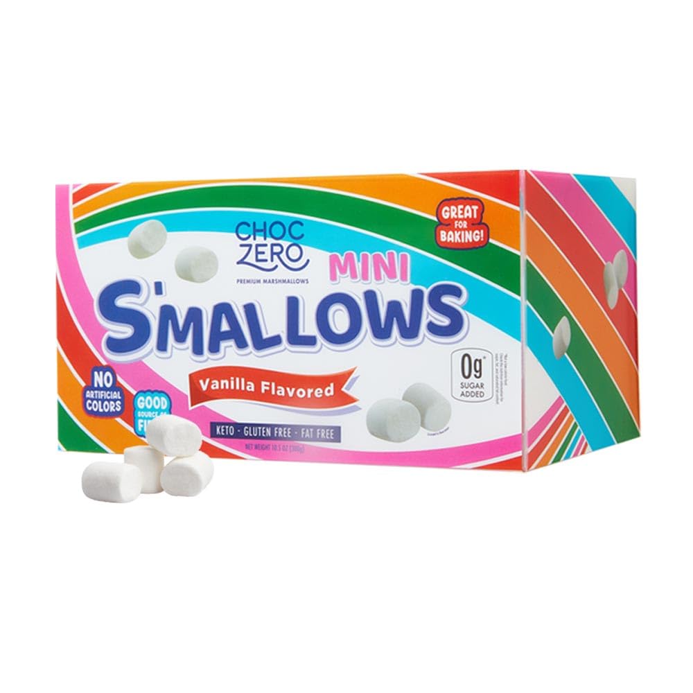 ChocZero Healthy Mini Marshmallows - Sugar-Free Marshmallow Snacks - Ketogenic Friendly, Low Carb for Baking - 10.5oz Box