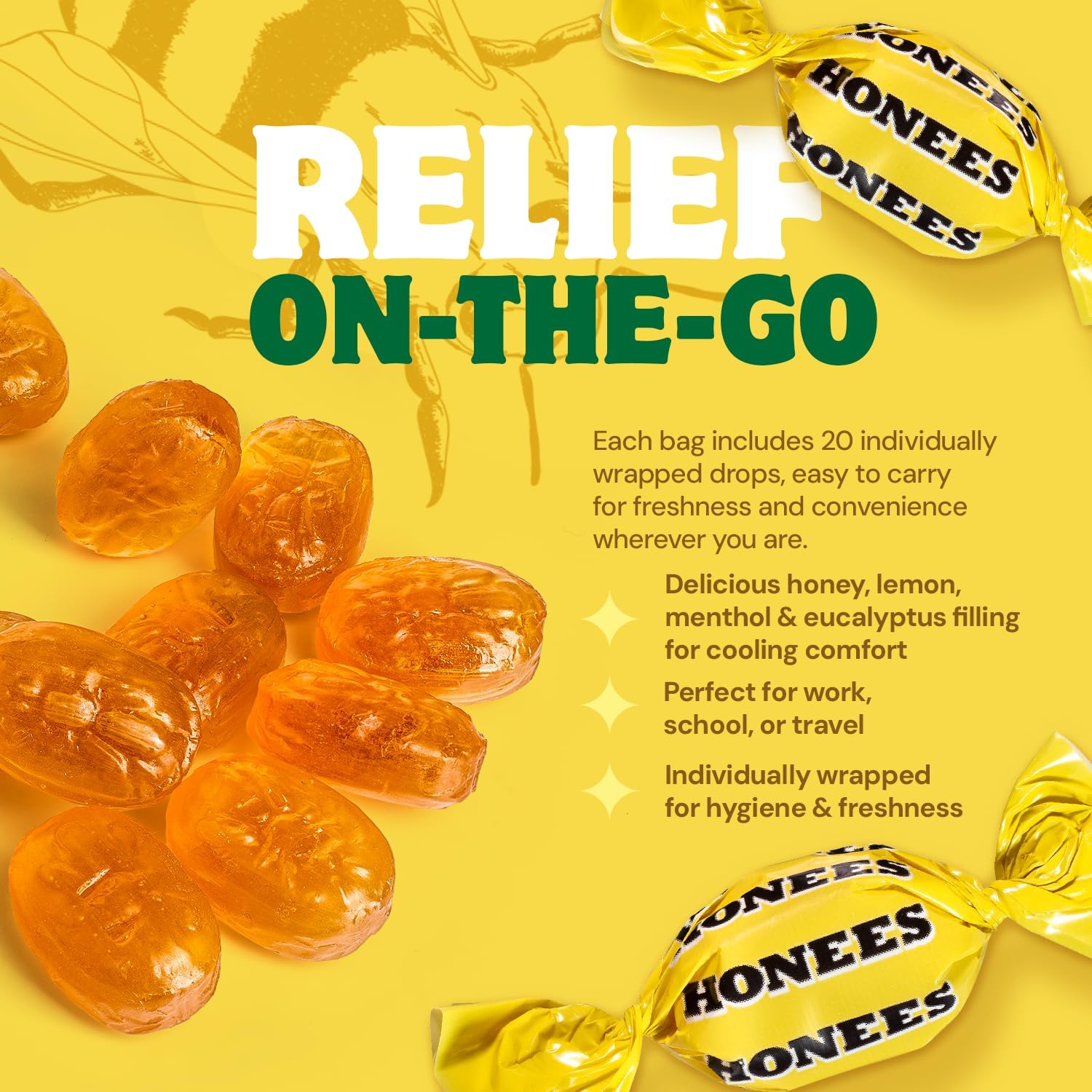 Honees Honey Lemon Cough Drops 20 - 12 Count Per Pack – Bild 3