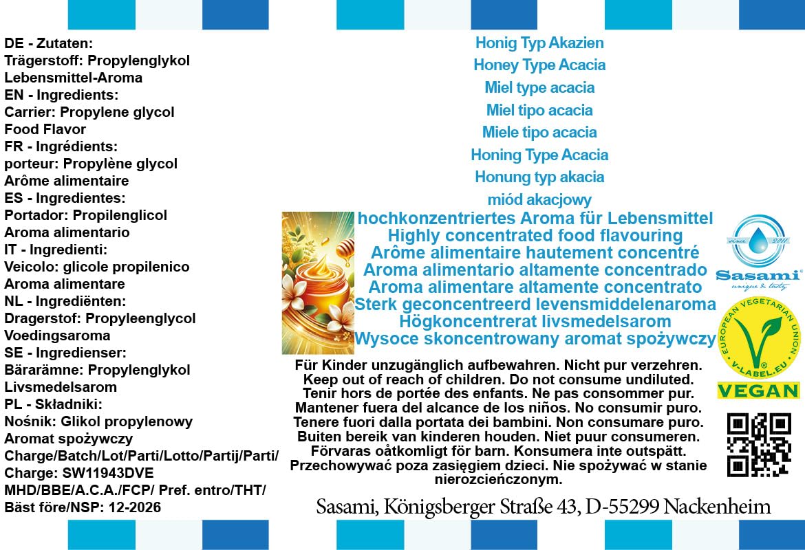 Honig Typ Akazien Aroma Konzentrat - Vegan - Sasami - 10ml – Bild 4