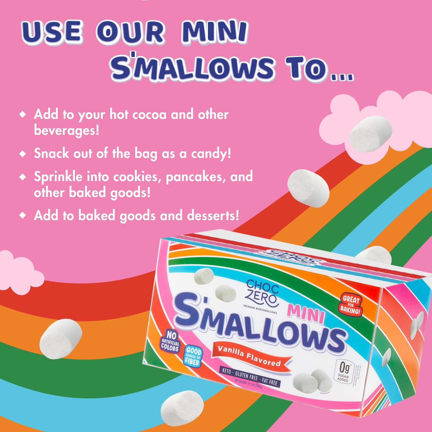 ChocZero Healthy Mini Marshmallows - Sugar-Free Marshmallow Snacks - Ketogenic Friendly, Low Carb for Baking - 10.5oz Box – Bild 3