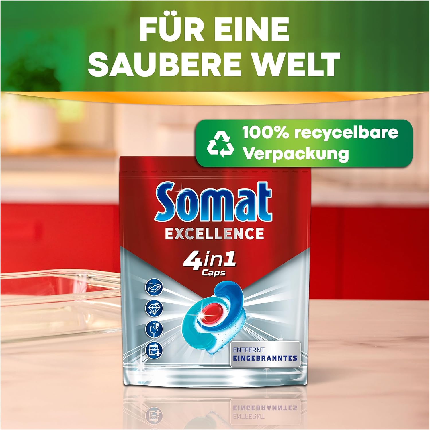 Somat Excellence 4-in-1 Caps (20 Caps), Quick Resolution Dishwasher Caps for Brilliant Shine Even in Low Temperature, Short & Eco Programs, Somat Caps Powerfully Remove Burnt On Food – Bild 7