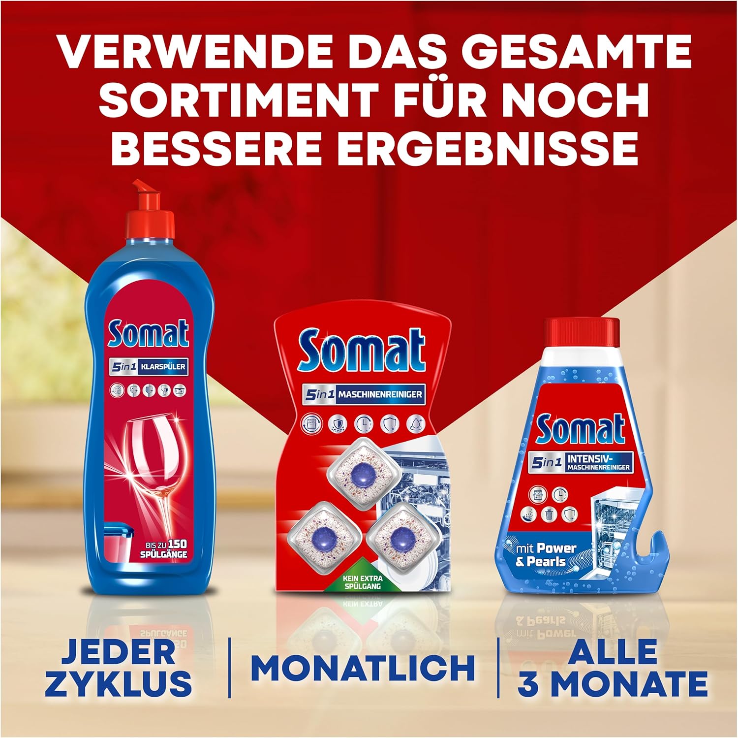Somat All in 1 Extra Dishwasher Tabs (92 Tabs), Dish Rinse Tabs for Radiantly Clean Dishes, Even in Short & Eco Programs, Removes Crusted and Provides Brilliant Shine – Bild 8