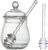 Angoily Lidded Honey Jar with Stirrers Glass Honey Pot for Food Storage Airtight Lid Versatile Storage Container for Honey Tea Sweets and Spices Reusable