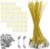 50 Pieces Candle Wicks 20cm Wicks for Candles, Natural Beeswax Wicks with Iron Wick Holder and Double Sided Wick Stickers, Candle Making