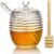 kanpura Glass Honey Dispenser Honey Jar with Dipper Clear Crystal Honey Pot for Christmas Home Kitchen Decoration Storage Honey Syrup Easy Clean 9oz