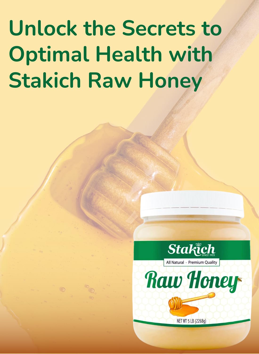 Stakich Raw Honey - Pure, Unprocessed, Unheated, Kosher - 5 Pound (80 Ounce) - Image 4