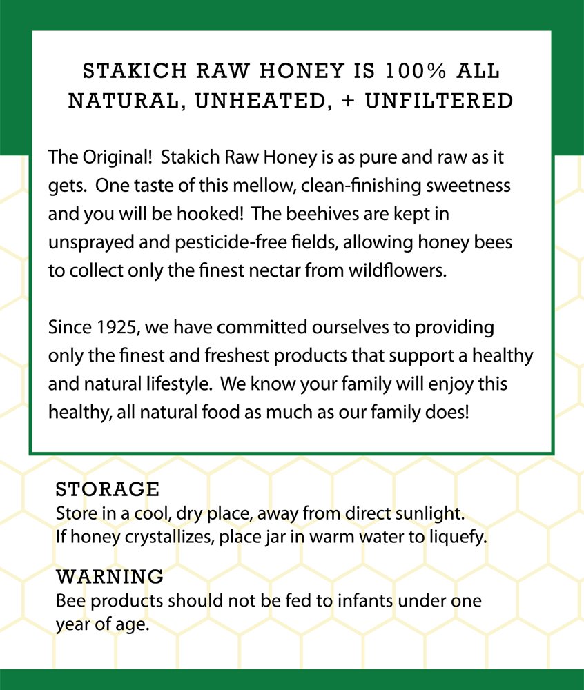 Stakich Raw Honey - Pure, Unprocessed, Unheated, Kosher - 5 Pound (80 Ounce) - Image 5