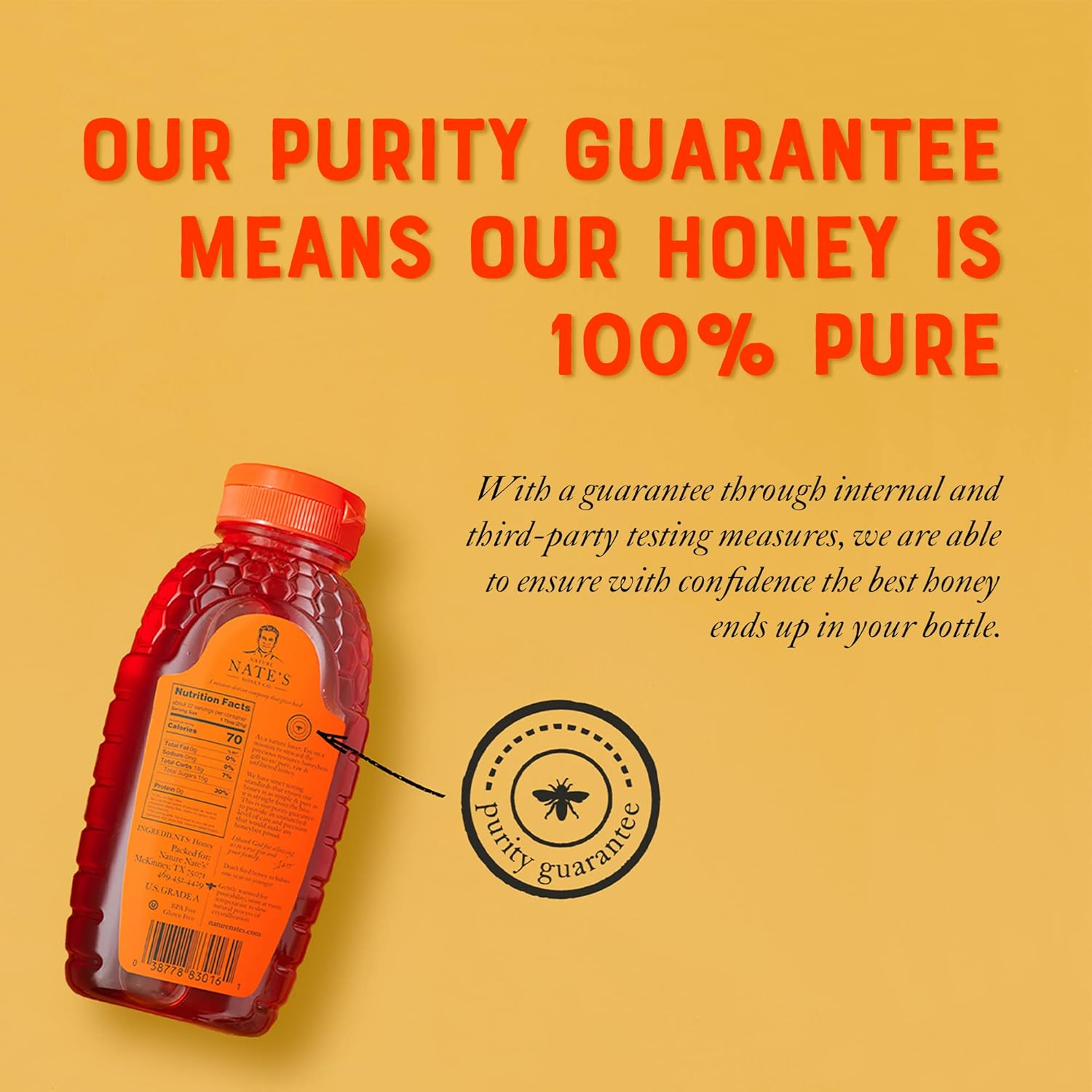 Nate's 100% Pure, Raw & Unfiltered Honey - Award-Winning Taste, 16oz.Squeeze Bottle (6-Pack) - Image 5