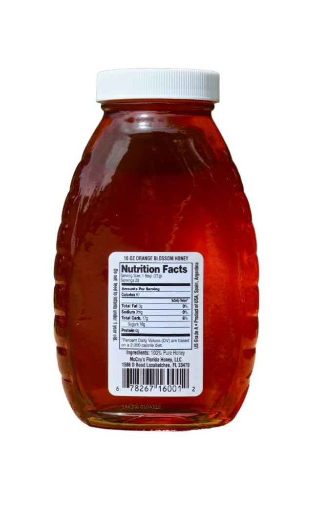 McCoy's Honey - 100% Pure, Raw Honey - Orange Blossom Honey Jar 16oz