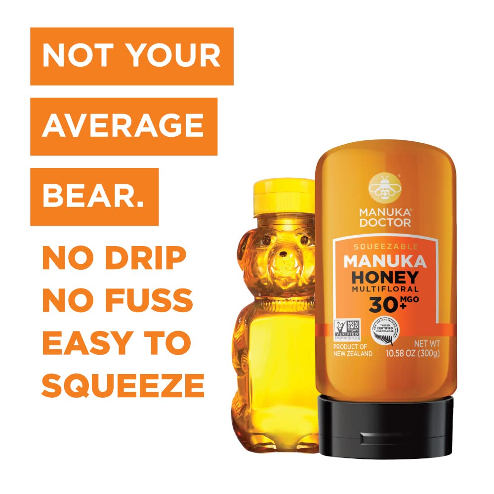 Manuka Doctor - MGO 30+ Squeezy Manuka Honey Multifloral, 100% Pure New Zealand Honey. Certified. Guaranteed. Raw. Non-GMO (10.58 oz) - Image 3