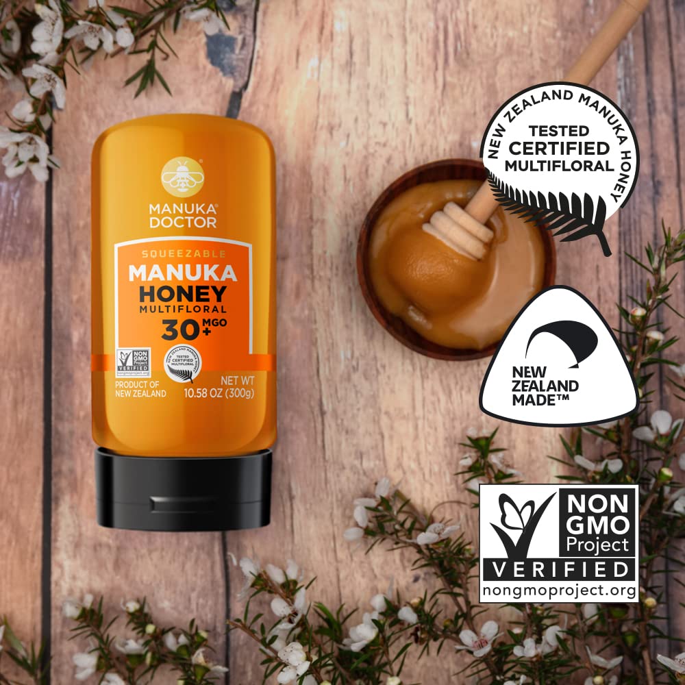 Manuka Doctor - MGO 30+ Squeezy Manuka Honey Multifloral, 100% Pure New Zealand Honey. Certified. Guaranteed. Raw. Non-GMO (10.58 oz) - Image 6