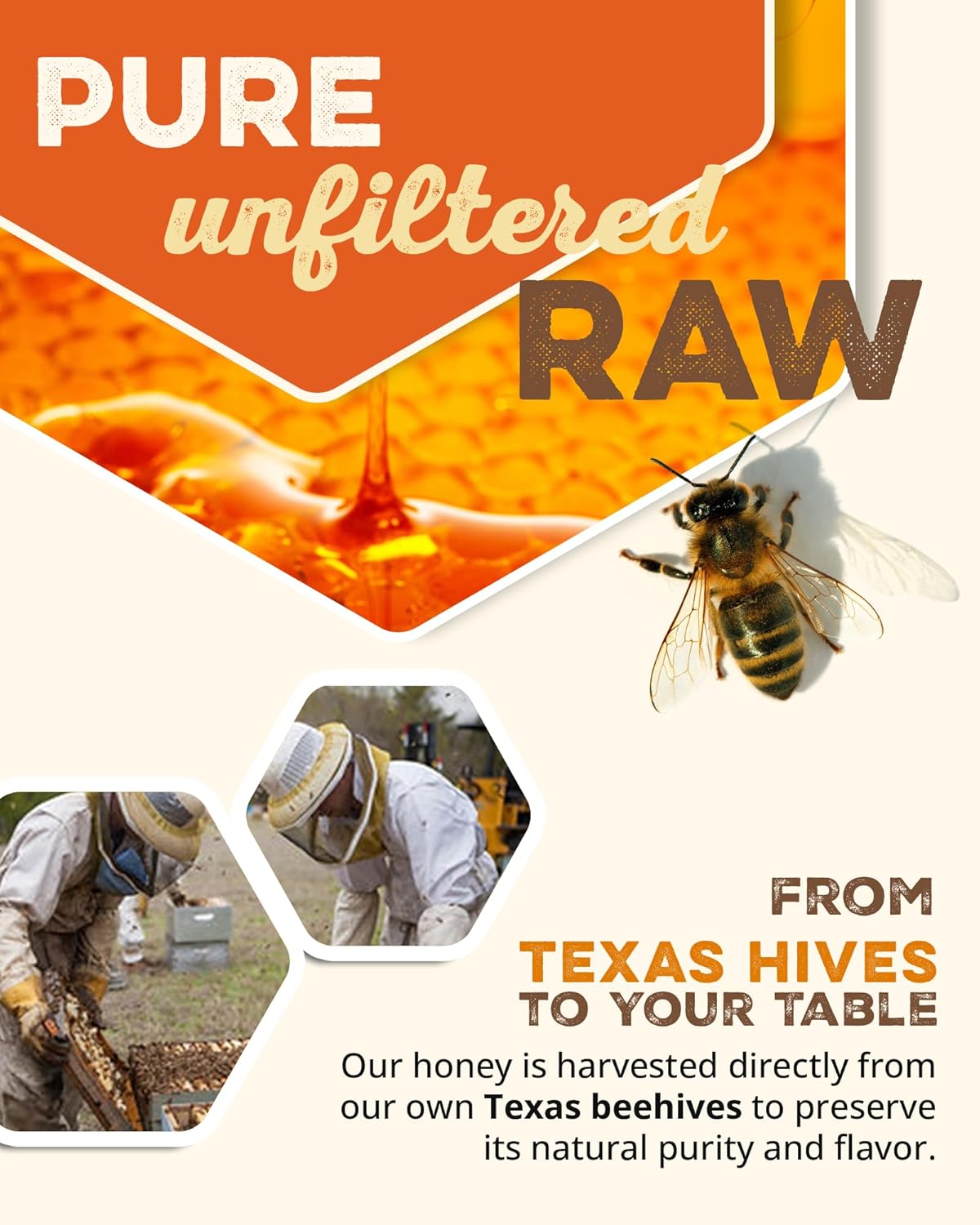 Desert Creek Honey - 100% Unfiltered, Pure, Raw Honey from Texas - Natural Sugar Substitute - Two Pounds of Unprocessed, Unpasteurized American Honey - Harvested by Our Own Beekeepers - Image 3