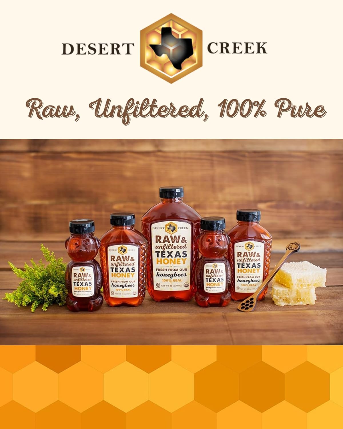 Desert Creek Honey - 100% Unfiltered, Pure, Raw Honey from Texas - Natural Sugar Substitute - Two Pounds of Unprocessed, Unpasteurized American Honey - Harvested by Our Own Beekeepers - Image 7