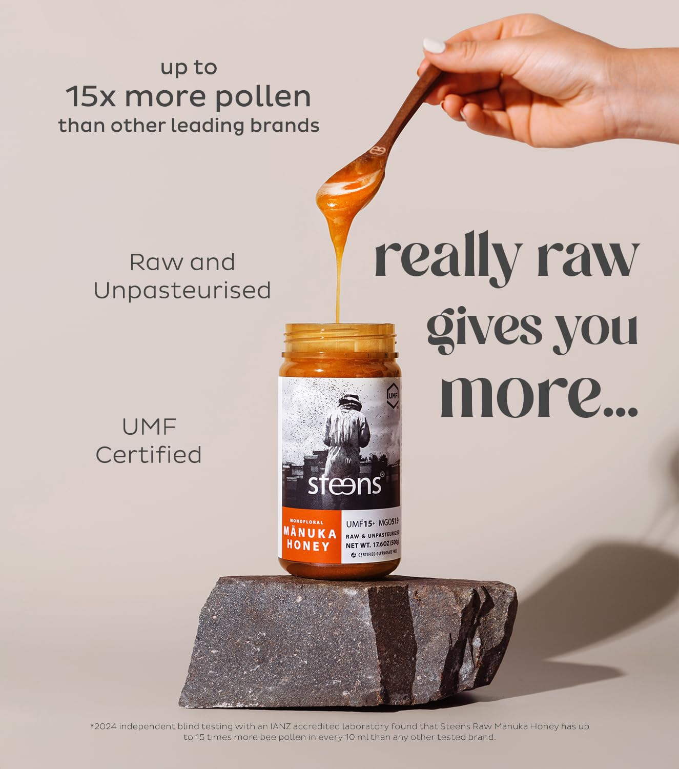 Steens Manuka Honey - MGO 515+ - Pure & Raw 100% Certified UMF 15+ Manuka Honey - Bottled and Sealed in New Zealand - 17.6 oz - Image 6