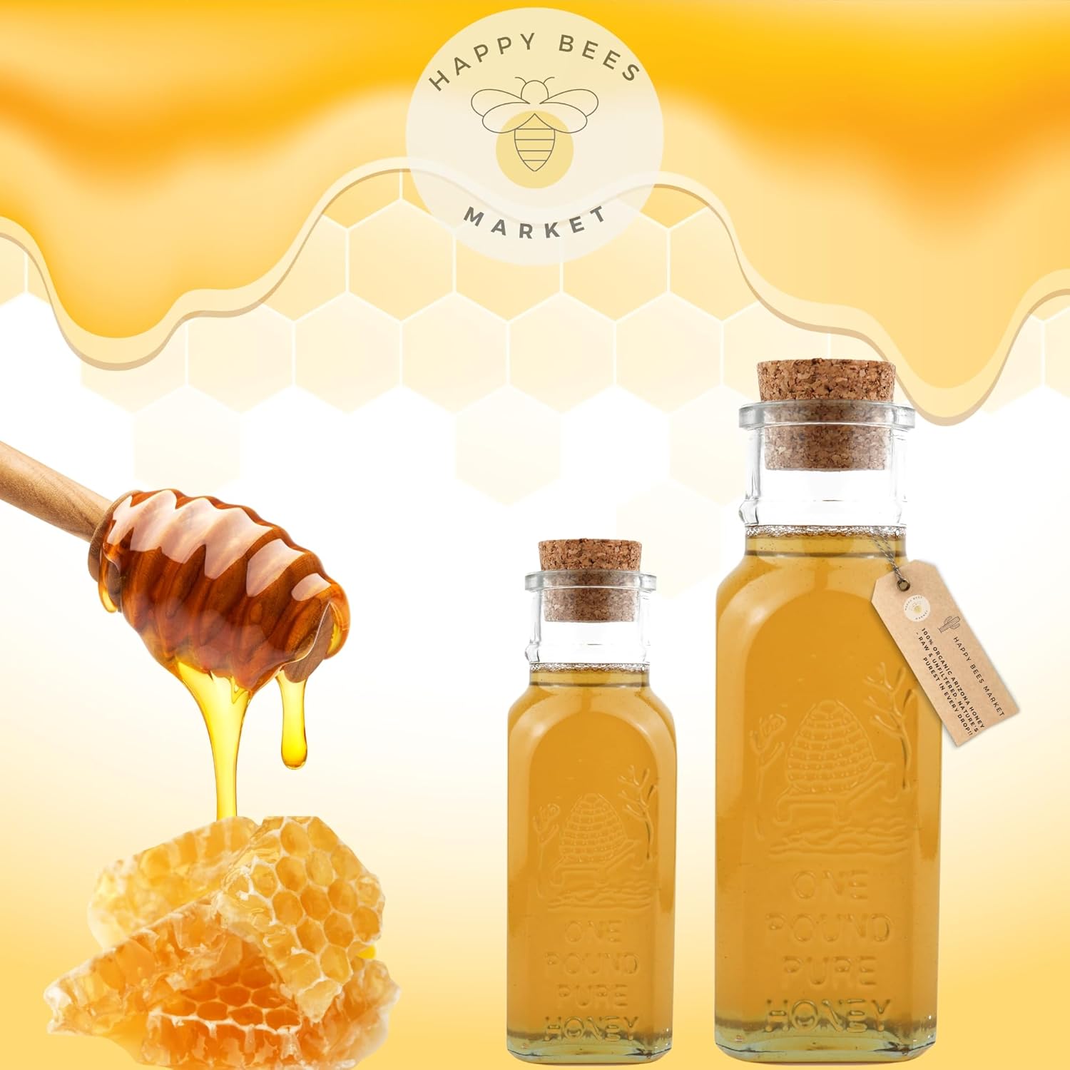 Happy Bees Market Organic Wildflower Honey – Pure, Raw, and Unfiltered | 100% Organic Arizona Wildflower Honey - Image 4