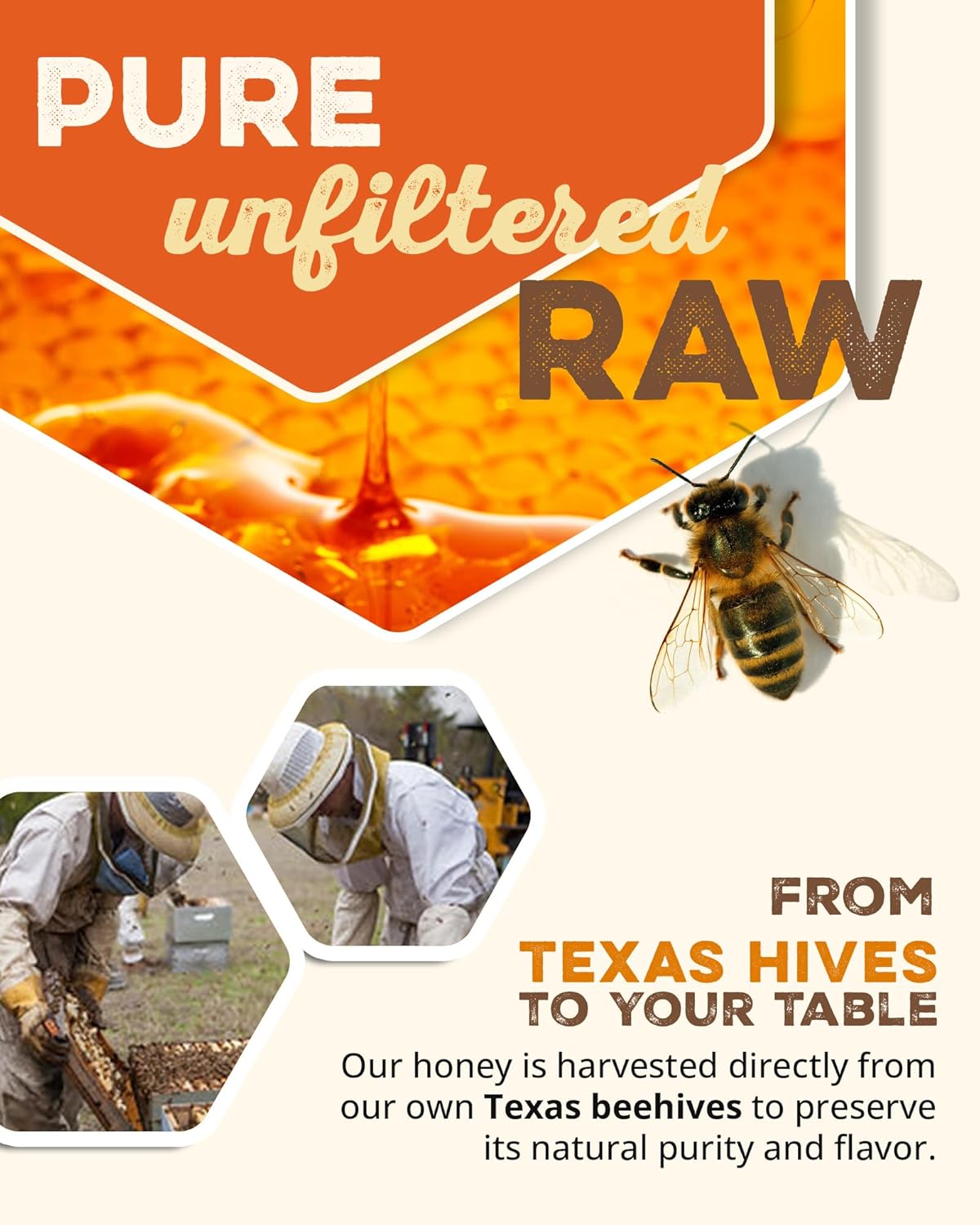 Desert Creek Honey - 100% Unfiltered, Pure, Raw Honey from Texas - Natural Sugar Substitute - One Gallon of Bulk Unprocessed, Unpasteurized American Honey - Harvested by Our Own Beekeepers - Image 3