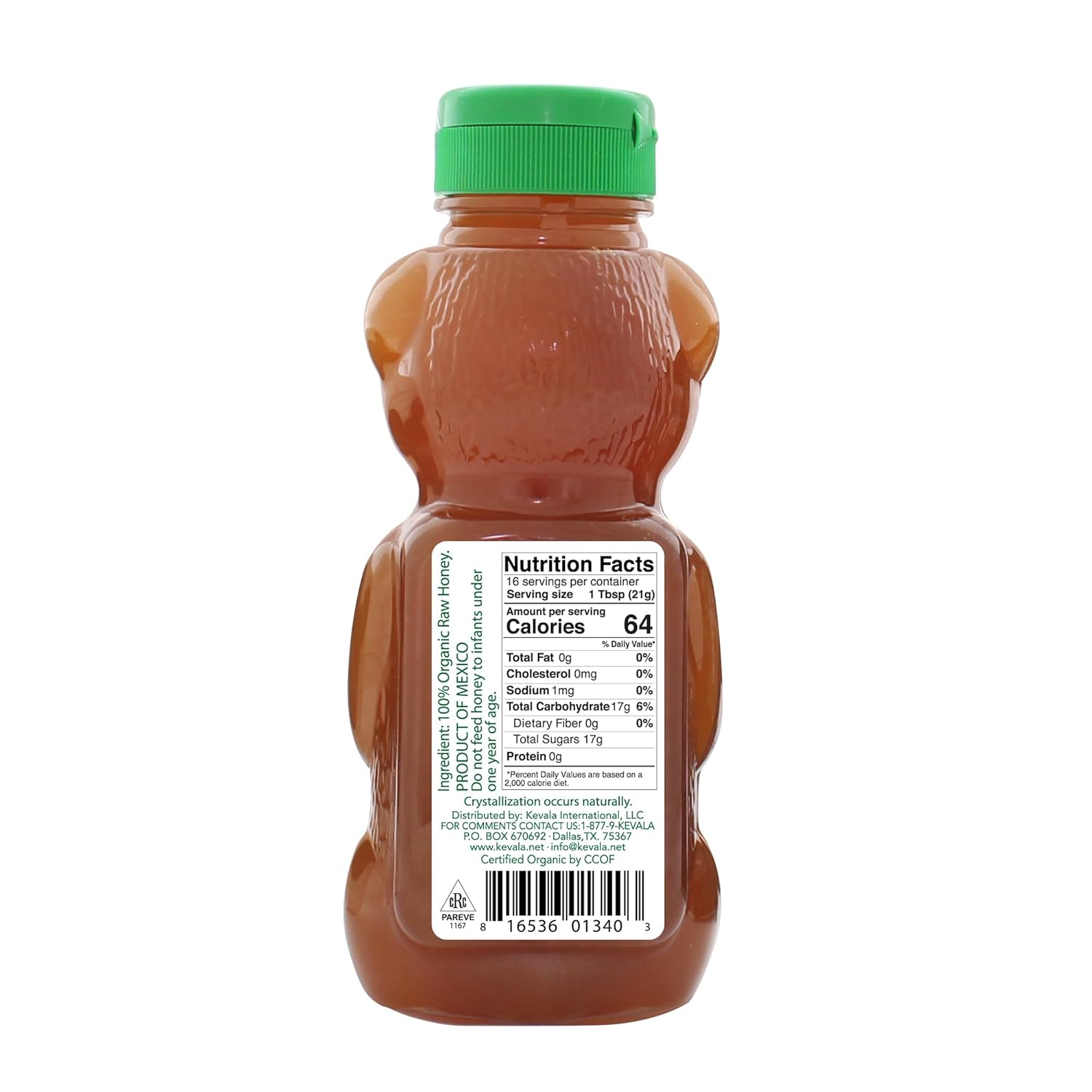 Kevala Organic Raw Unfiltered Honey Bear - Gluten Free Sweetener with No Sugar Added, Deliciously Sweet and Nutritious Addition to Pancakes and Waffles, Squeezable Bottle for Easy Use, 12 oz - Image 2