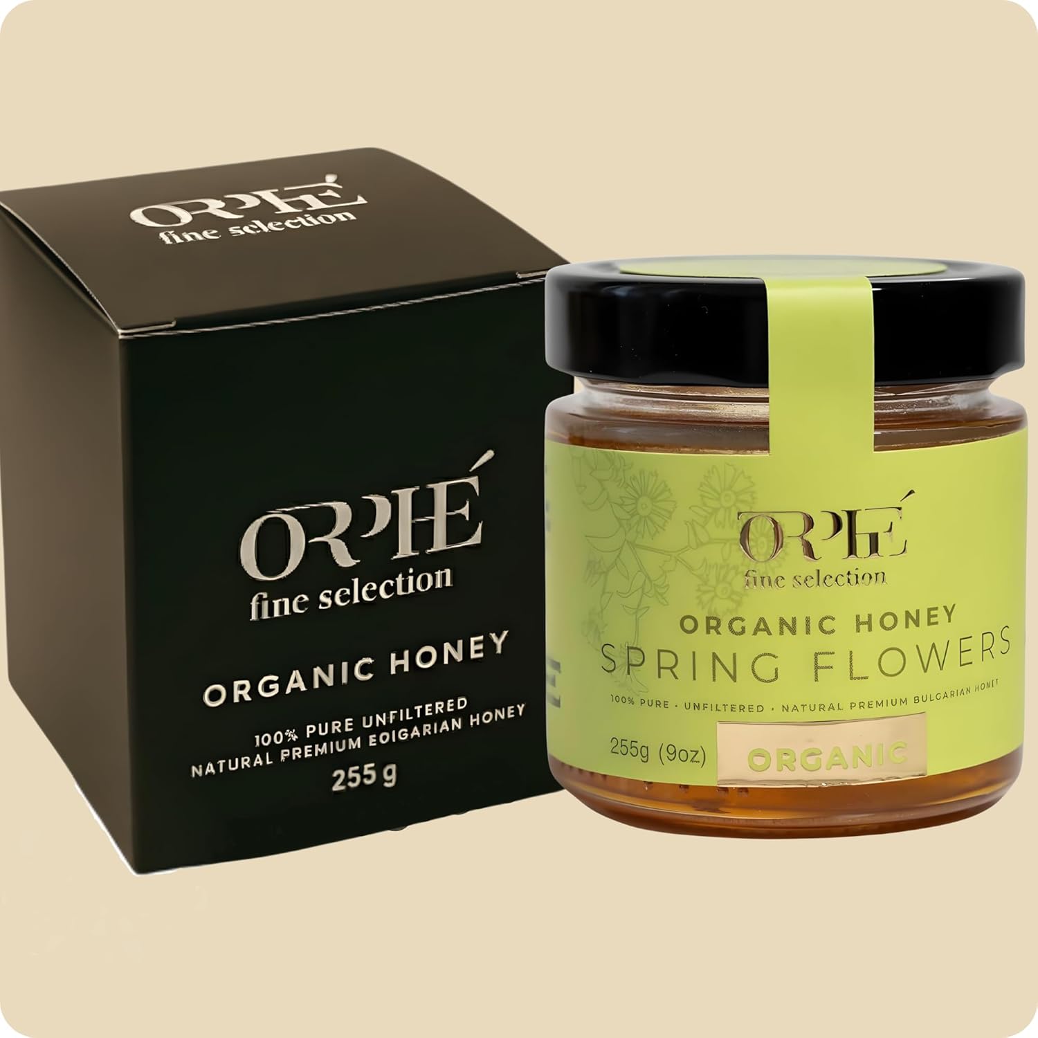 ORPHE Organic Raw Spring Flower Honey, Creamed – Unheated & Unfiltered Wildflower Blossom Honey with Natural Pollen – Smooth Spreadable Premium Packaging, 9oz Glass Jar - Image 3