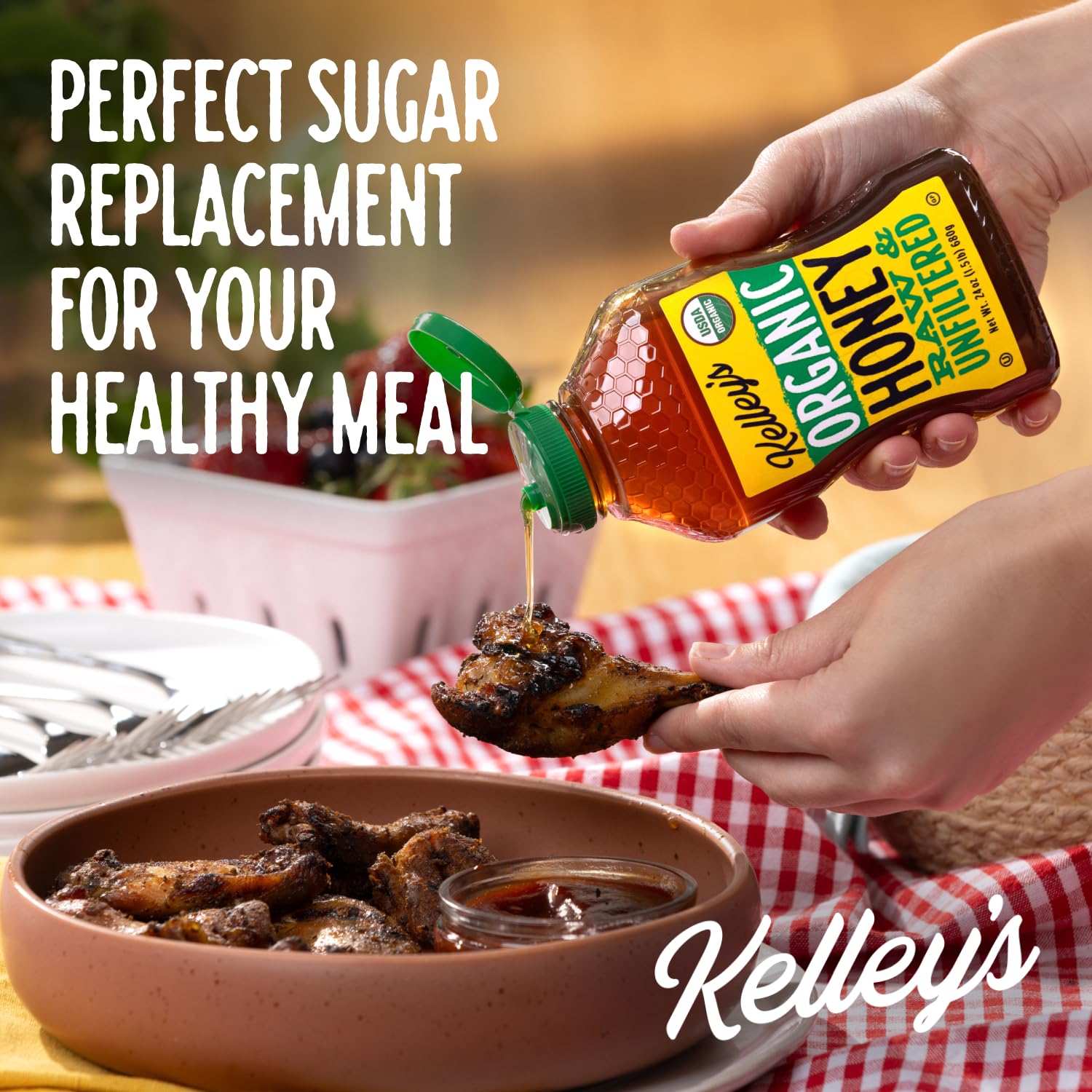 Kelley's 100% Organic Raw & Unfiltered Honey, USDA Certified, 24 Oz – All Natural, Flavor-Rich Honey for Fruits, Yogurt, Smoothies, Acai Bowls, Tea – Natural Sugar Substitute - Image 8