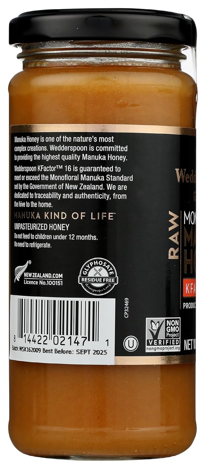 Wedderspoon 100% Raw Manuka Honey - KFactor 16 - 11.5 Ounces - Image 6